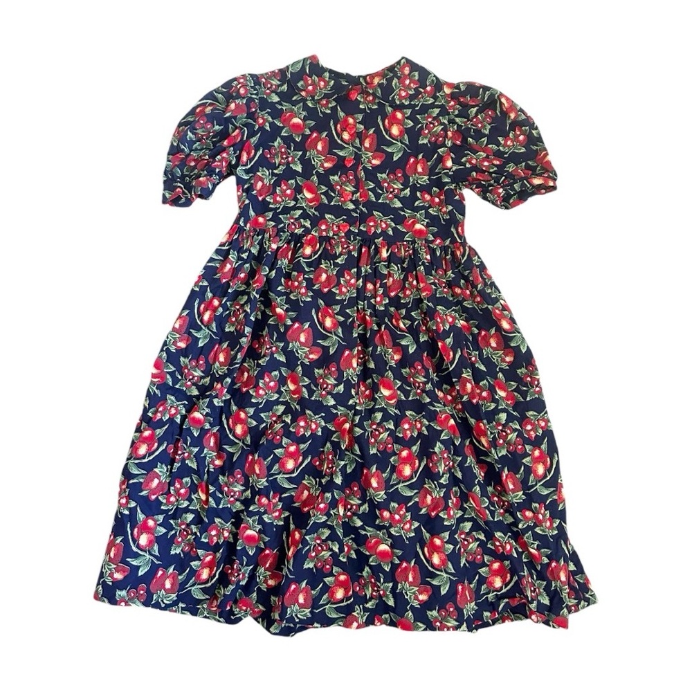 Vintage Handmade Strawberry Print Dress | Fits Size 8-10Y